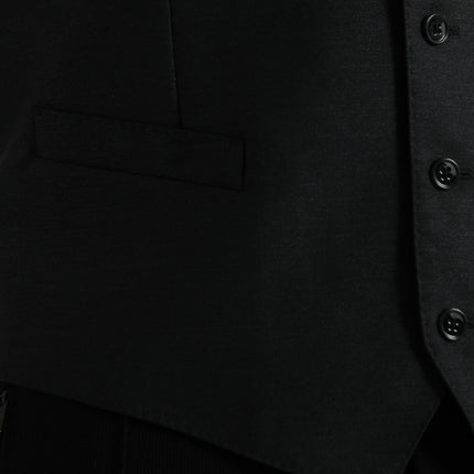 Dolce & Gabbana Black Wool Waistcoat Dress Formal Vest