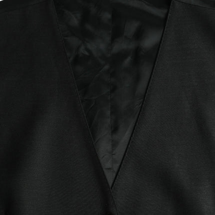 Dolce & Gabbana Black Wool Waistcoat Dress Formal Vest