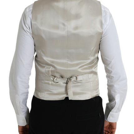 Dolce & Gabbana Light Gray Wool Formal Dress Waistcoat Vest