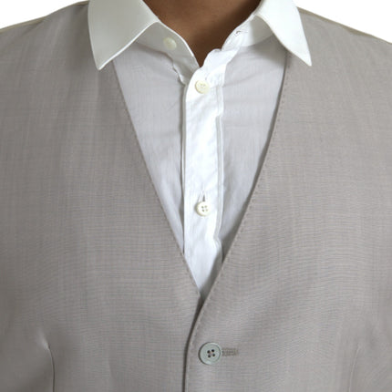 Dolce & Gabbana Light Gray Wool Formal Dress Waistcoat Vest