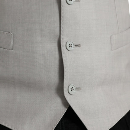 Dolce & Gabbana Light Gray Wool Formal Dress Waistcoat Vest