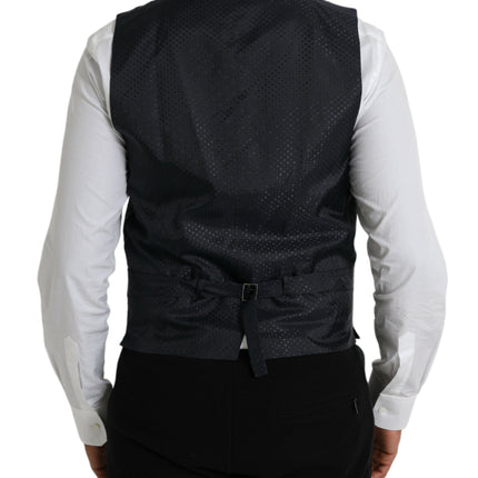 Dolce & Gabbana Black Wool Waistcoat Dress Formal Vest