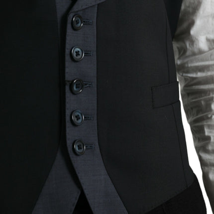 Dolce & Gabbana Black Wool Waistcoat Dress Formal Vest