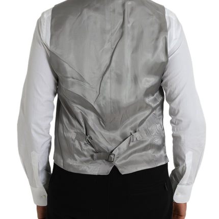 Dolce & Gabbana Light Gray Wool Formal Dress Waistcoat Vest