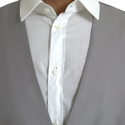 Dolce & Gabbana Light Gray Wool Formal Dress Waistcoat Vest