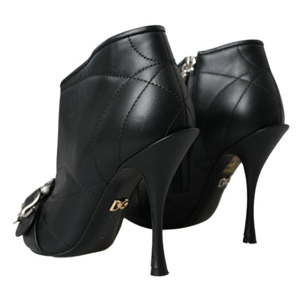Dolce & Gabbana Black Devotion Quilted Buckled Boots Shoes