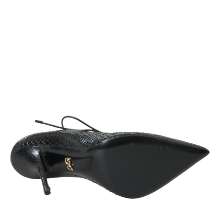 Dolce & Gabbana Black Python Leather Mary Jane Pumps Shoes