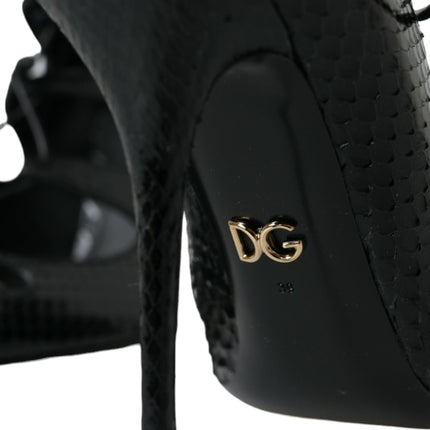 Dolce & Gabbana Black Python Leather Mary Jane Pumps Shoes