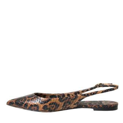 Dolce & Gabbana Brown Leopard Exotic Skin Slingback Shoes