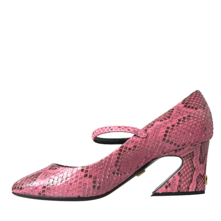 Dolce & Gabbana Pink Python Leather Mary Jane Heels Shoes