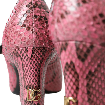 Dolce & Gabbana Pink Python Leather Mary Jane Heels Shoes