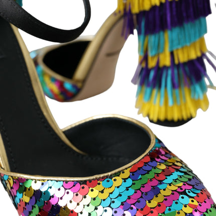 Dolce & Gabbana Multicolor Sequin Crystal Mary Jane Shoes