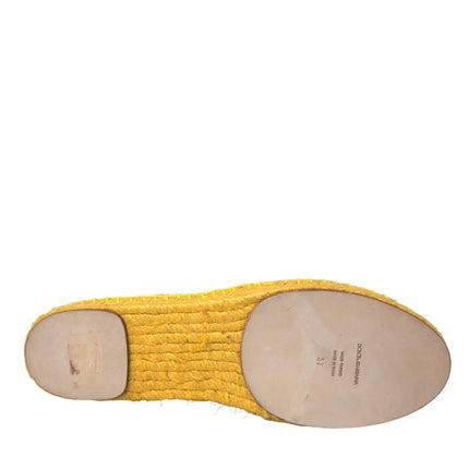 Dolce & Gabbana Yellow Taormina Lace Espadrille Loafers Flats Shoes