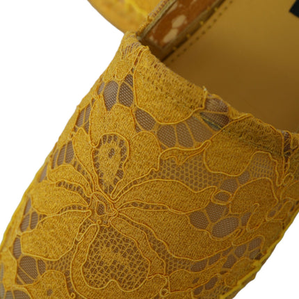 Dolce & Gabbana Yellow Taormina Lace Espadrille Loafers Flats Shoes
