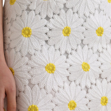 Dolce & Gabbana White Floral Pencil Straight Lace Skirt