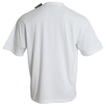 Balenciaga Off White Cotton Jersey Round Neck T-shirt
