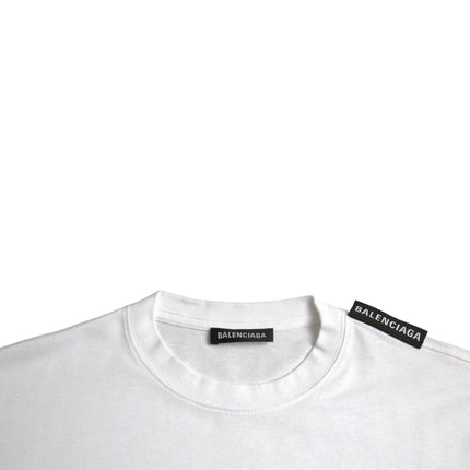 Balenciaga Off White Cotton Jersey Round Neck T-shirt