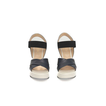 Cerruti 1881 Blue Calfskin Women Sandal