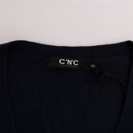 Costume National Blue V-neck Viscose Sweater