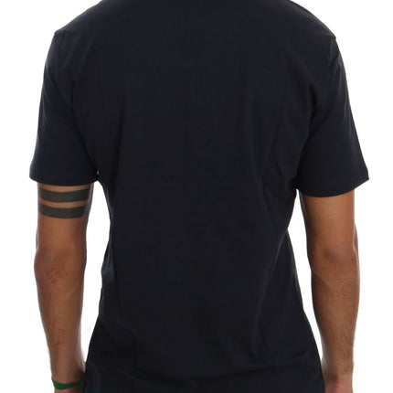 Daniele Alessandrini Blue Cotton V-neck T-Shirt