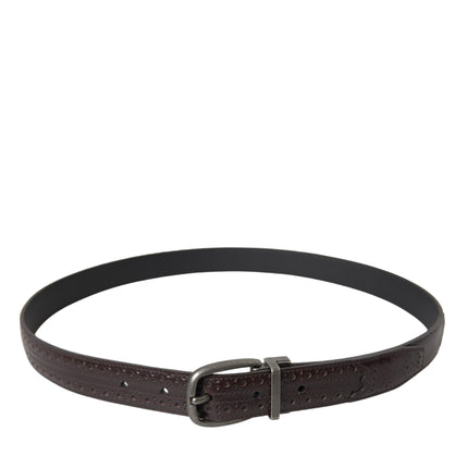 Dolce & Gabbana Dark Brown Perforated Leather Metal Buckle Belt Men