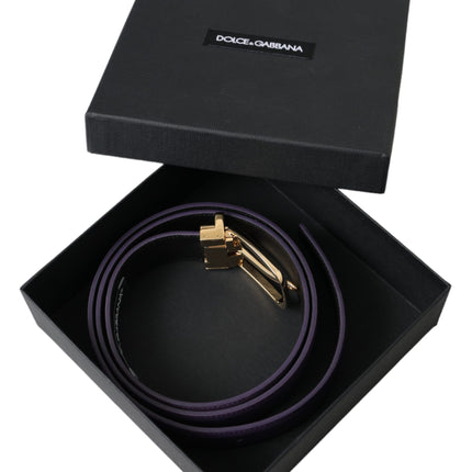 Dolce & Gabbana Purple Leather Gold Metal Buckle Belt Men