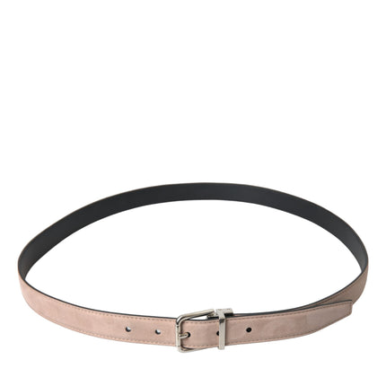Dolce & Gabbana Beige Suede Leather Silver Buckle Belt Men