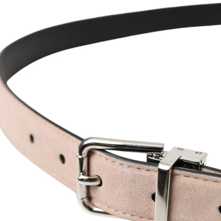Dolce & Gabbana Beige Suede Leather Silver Buckle Belt Men