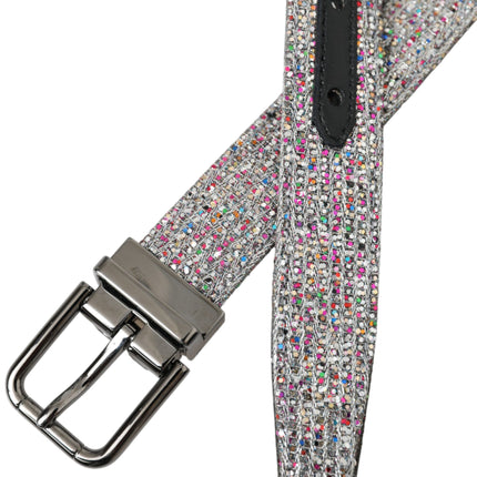 Dolce & Gabbana Multicolor Embellished Silver Metal Buckle Belt