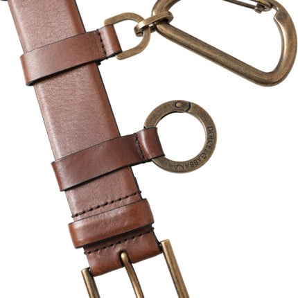 Dolce & Gabbana Brown Calf Leather Gold Metal Buckle Belt Men