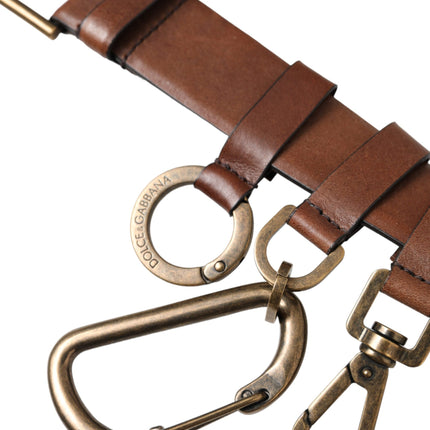 Dolce & Gabbana Brown Calf Leather Gold Metal Buckle Belt Men