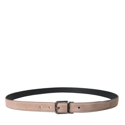 Dolce & Gabbana Beige Suede Leather Silver Buckle Belt Men