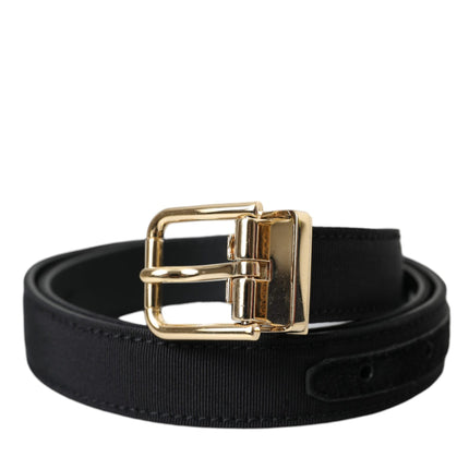 Dolce & Gabbana Black Gros Grain Gold Metal Buckle Belt Men