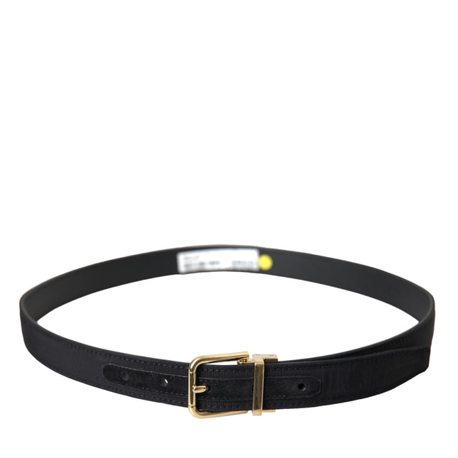 Dolce & Gabbana Black Gros Grain Gold Metal Buckle Belt Men