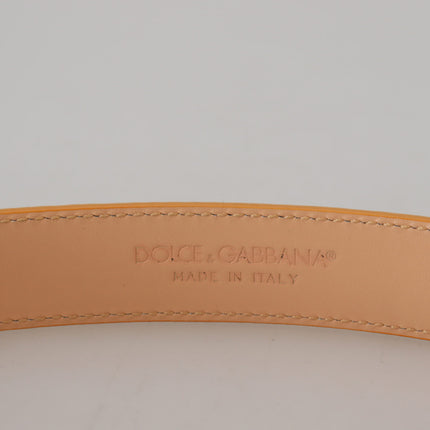 Dolce & Gabbana Beige Exotic Leather Gold Metal Buckle Belt