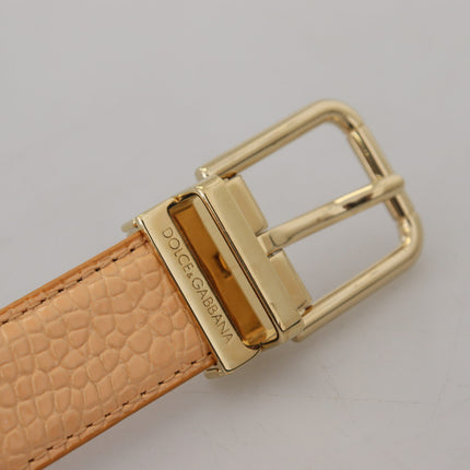 Dolce & Gabbana Beige Exotic Leather Gold Metal Buckle Belt