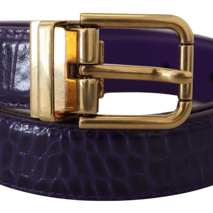 Dolce & Gabbana Purple Exotic Leather Gold Metal Buckle Belt
