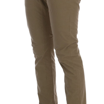 Daniele Alessandrini Beige Cotton Stretch Slim Fit Chinos