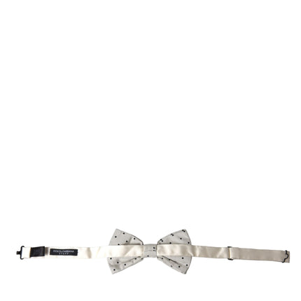 Dolce & Gabbana White Black Polka Dot Polyester Bow Tie Men