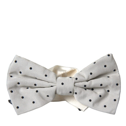 Dolce & Gabbana White Black Polka Dot Polyester Bow Tie Men