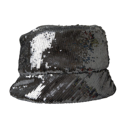Dolce & Gabbana Silver Sequined Nylon Bucket Hat Men