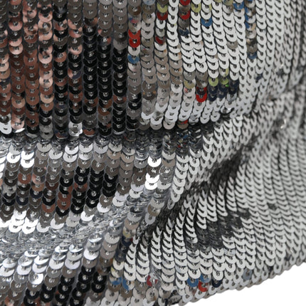 Dolce & Gabbana Silver Sequined Nylon Bucket Hat Men