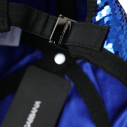 Dolce & Gabbana Royal Blue Sequin Baseball Hat Men