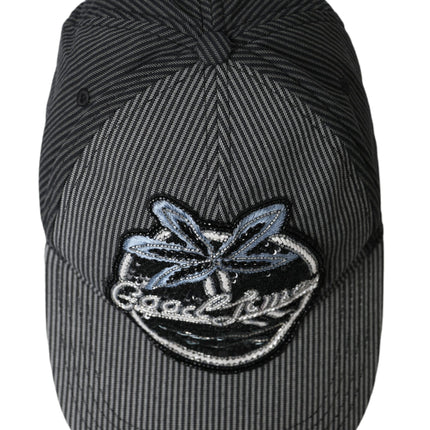 Dolce & Gabbana Black Cotton Embellished Baseball Hat Men