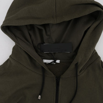 Daniele Alessandrini Green Full Zipper Hodded Cotton Sweater