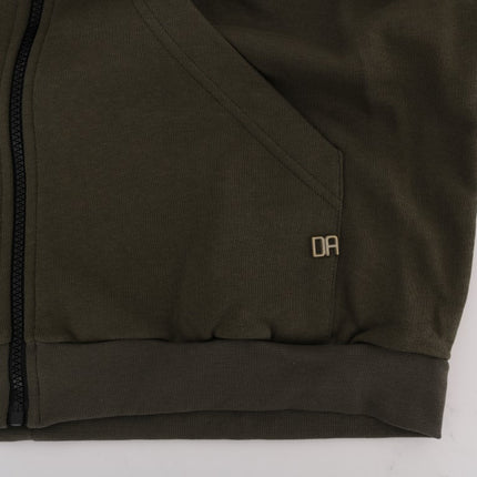 Daniele Alessandrini Green Full Zipper Hodded Cotton Sweater
