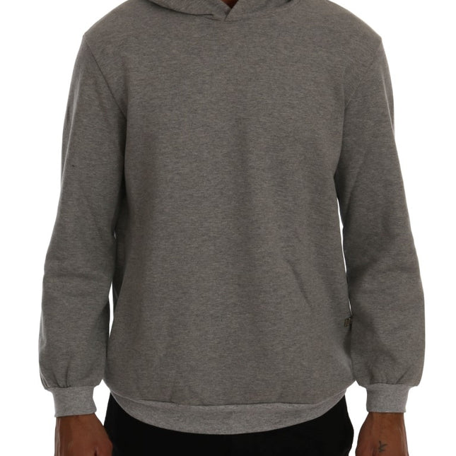 Daniele Alessandrini Gray Pullover Hodded Cotton Sweater