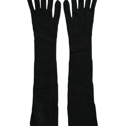 Dolce & Gabbana Black Cashmere Knitted Elbow Length Gloves