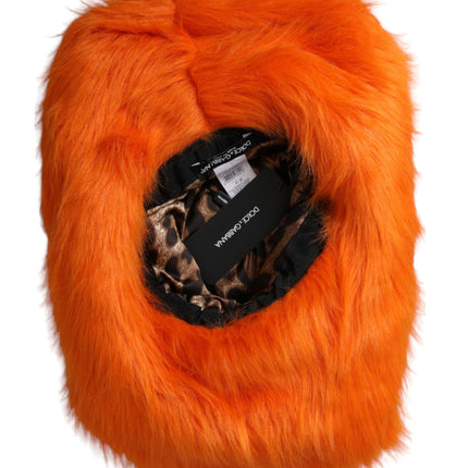 Dolce & Gabbana Orange Faux Fur Polyester Fedora Hat