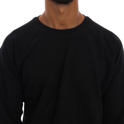 Daniele Alessandrini Black Crewneck Cotton Pullover Sweater